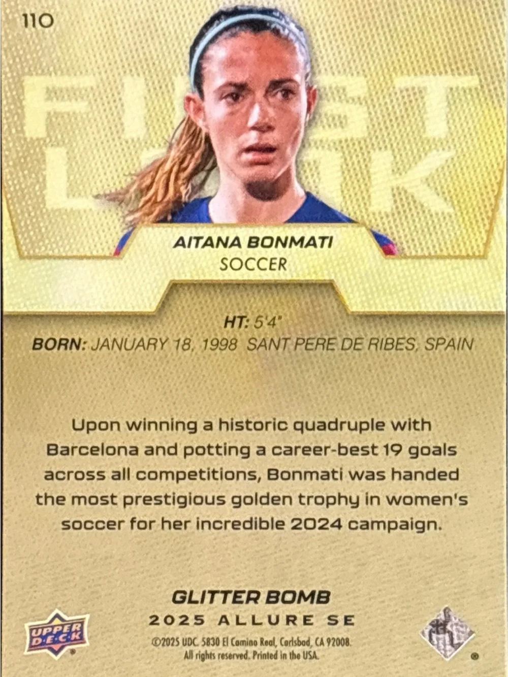 Upper Deck Allure Aitana Bonmati Glidder Bomb Soccer Player
